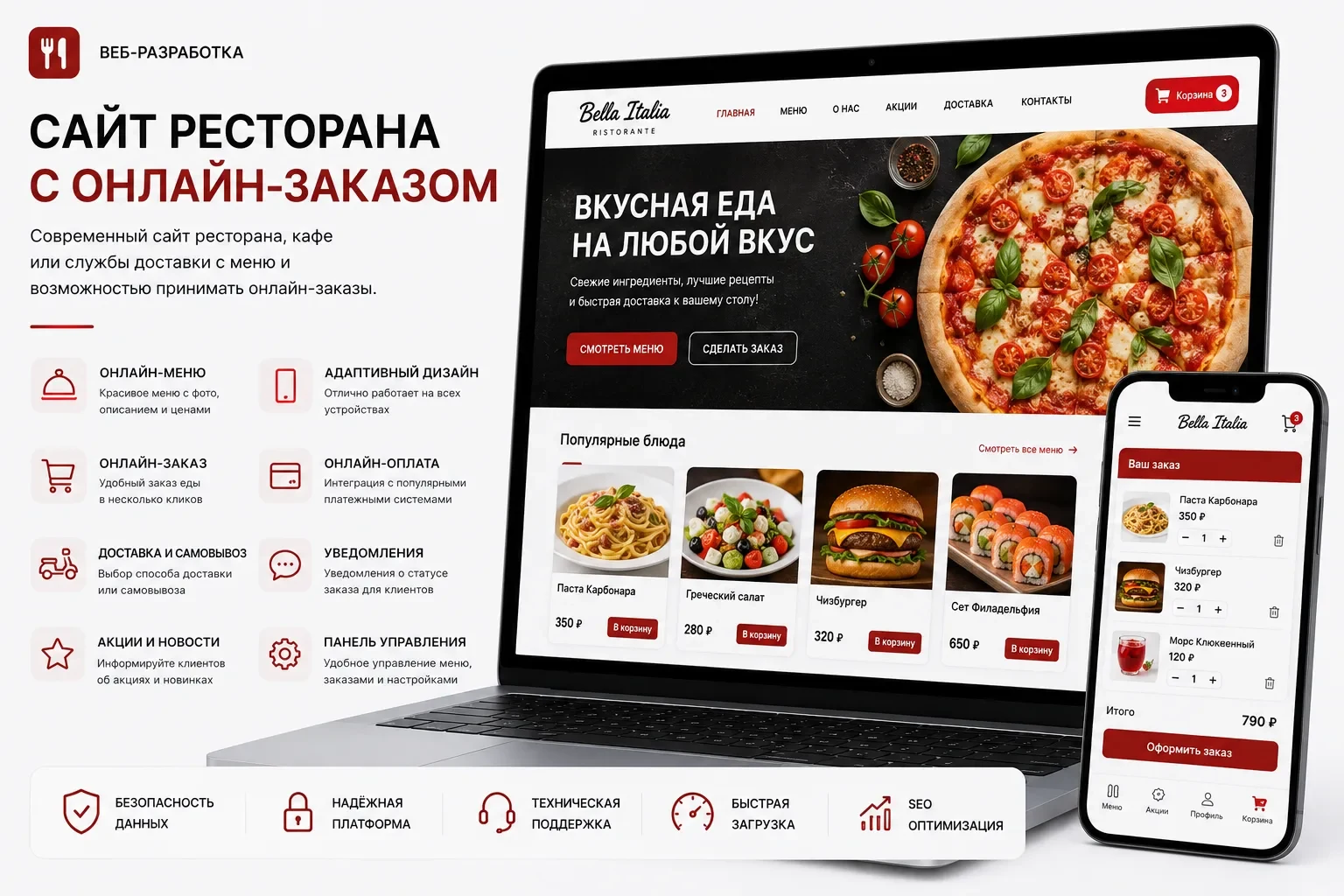 Сайт ресторана с онлайн-заказом