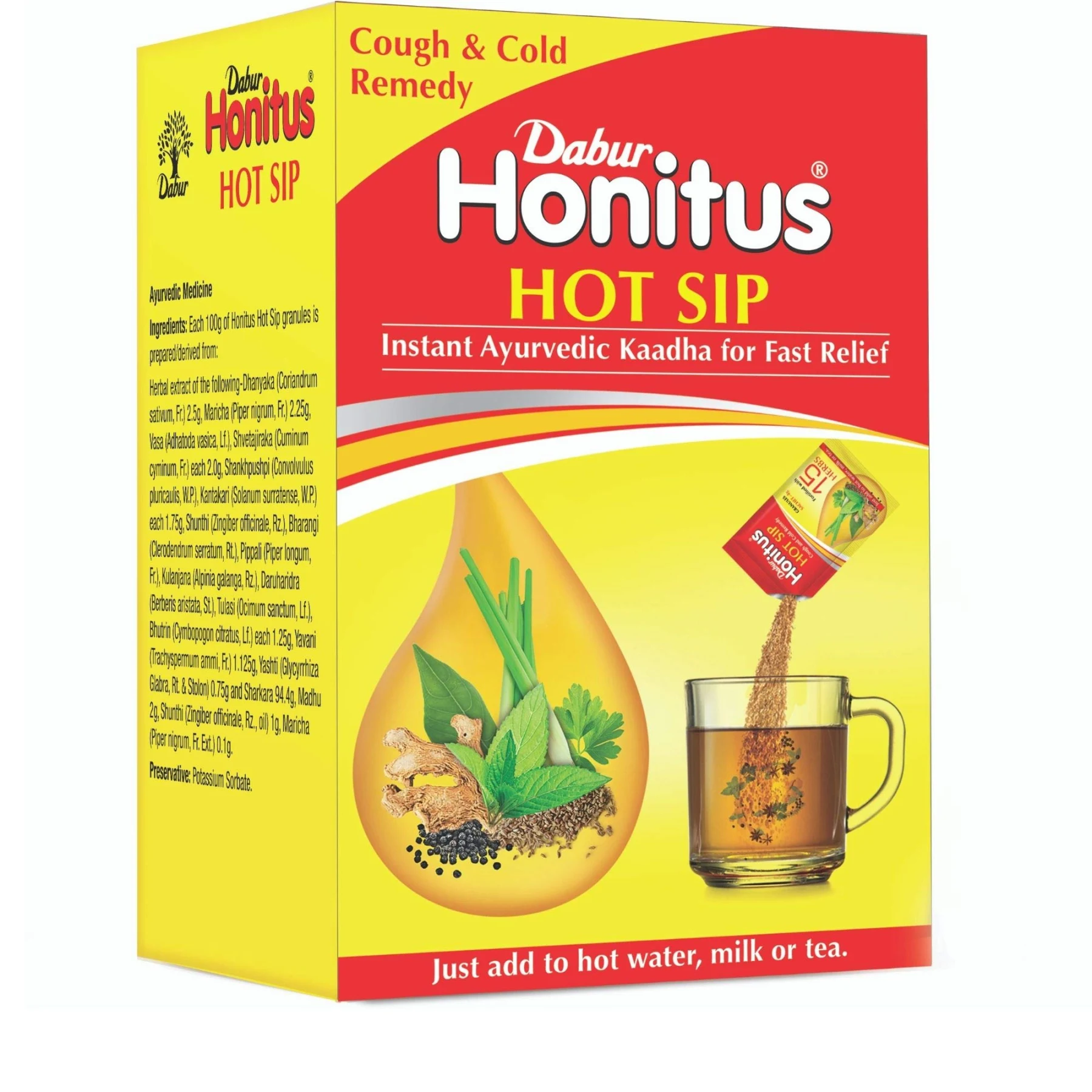 Аюрведический напиток от кашля и простуды Dabur Honitus Hot Sip — 30 пакетиков