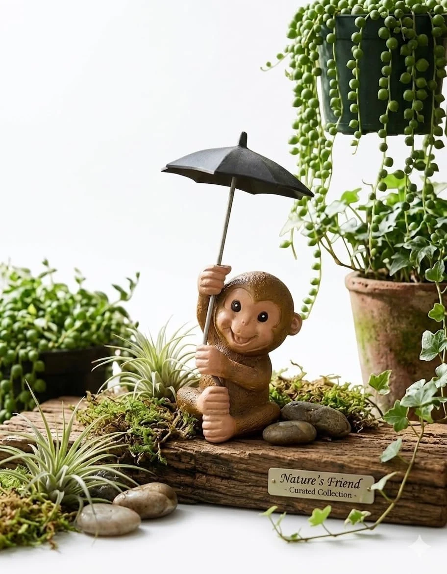 Декоративная фигурка «Сидящая обезьянка с зонтиком» Decorita — 10 см